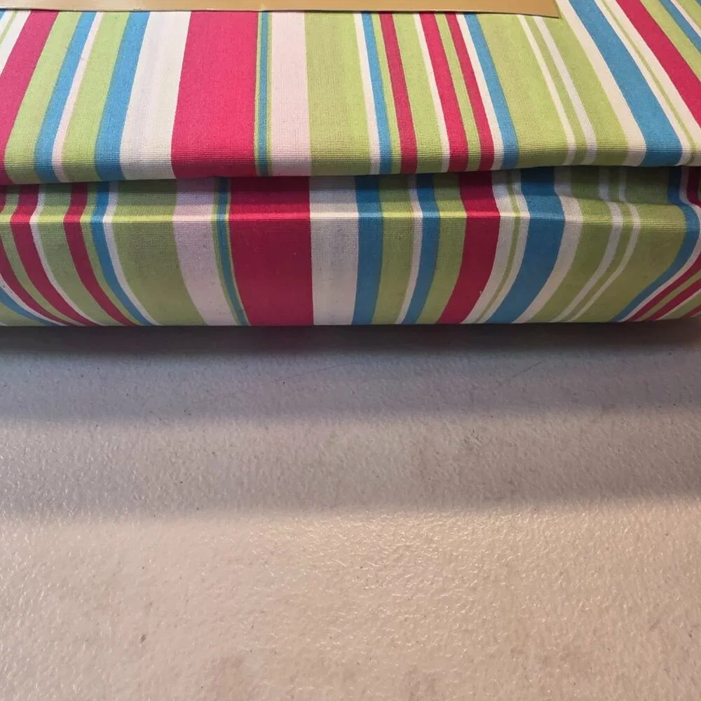 3 Piece 300 Count Twin Wamsutta Sheet Set 60/40 Striped Flat Fitted & Pillowcase